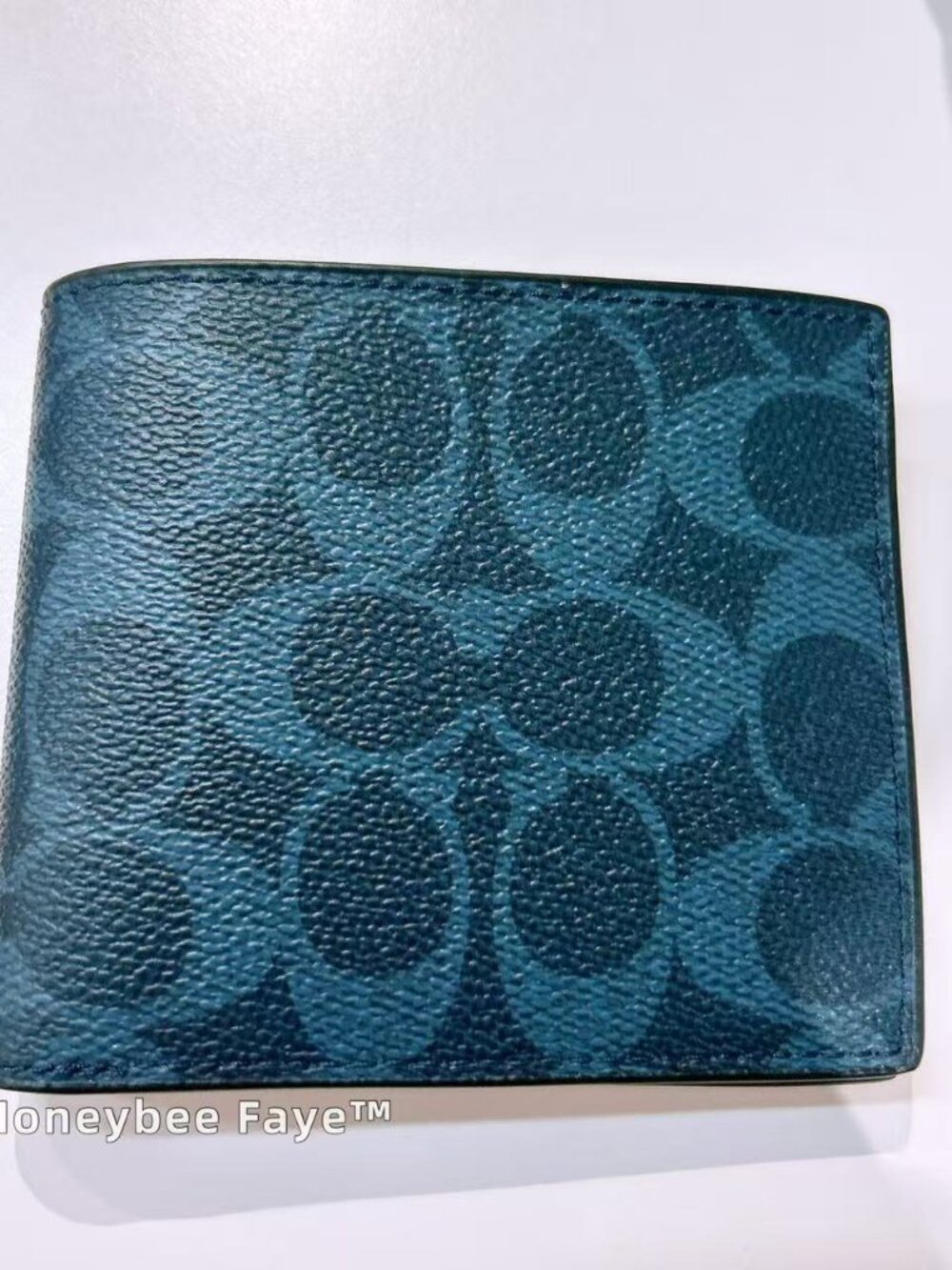 NWT Coach MEN's Id Billfold Wallet In Signature Canvas CY394 Ink Blue
